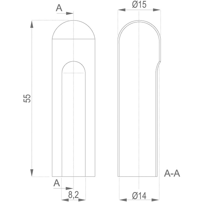 Cache fiche aluminium bout rond design d.15 (pour exacta et fiches 14mm)